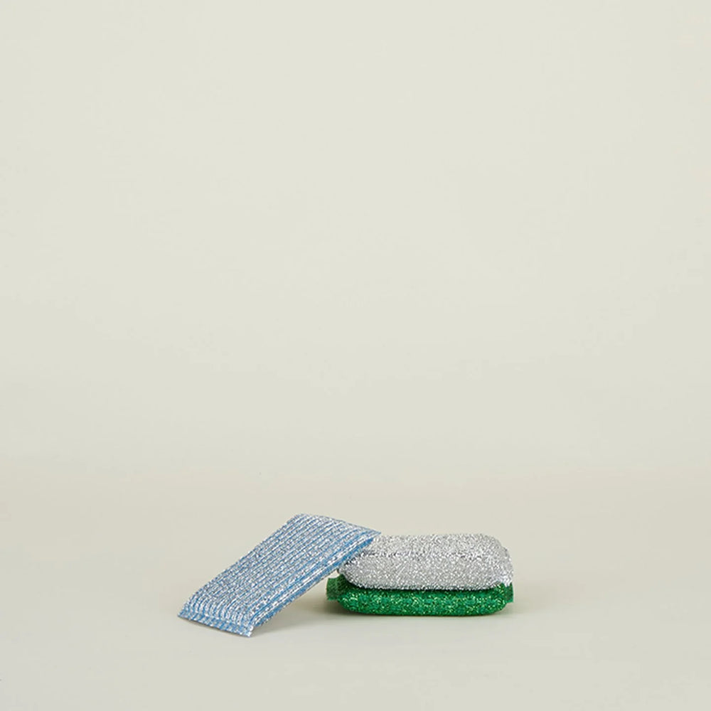 Lurex Sponge Set (Set of 3), Blue/Green/Silver