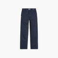 The Dockers Genderless 86 Alpha Chino straight-leg pants in dark blue, made from stretch twill, are elegantly displayed on a white background.