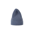 A Large Beanie by Le Bonnet, in blue knit for extreme comfort with a folded brim, is centered on a plain white background.