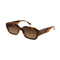 Introducing the Downey sunglasses by Messyweekend. These tortoise shell rectangular frames feature gradient brown lenses and are crafted from durable acetate, making them perfect for unisex wear. Displayed against a black background, these stylish sunglasses provide UV400 protection for superior eye comfort and safety.