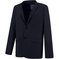 A Herno M Laminar Matte Finish Blazer, Navy with two buttons, a notched lapel, and three front pockets on a white background.