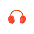 Orange Fluffy Ear Warmers by Goldbergh, isolated on a white background.