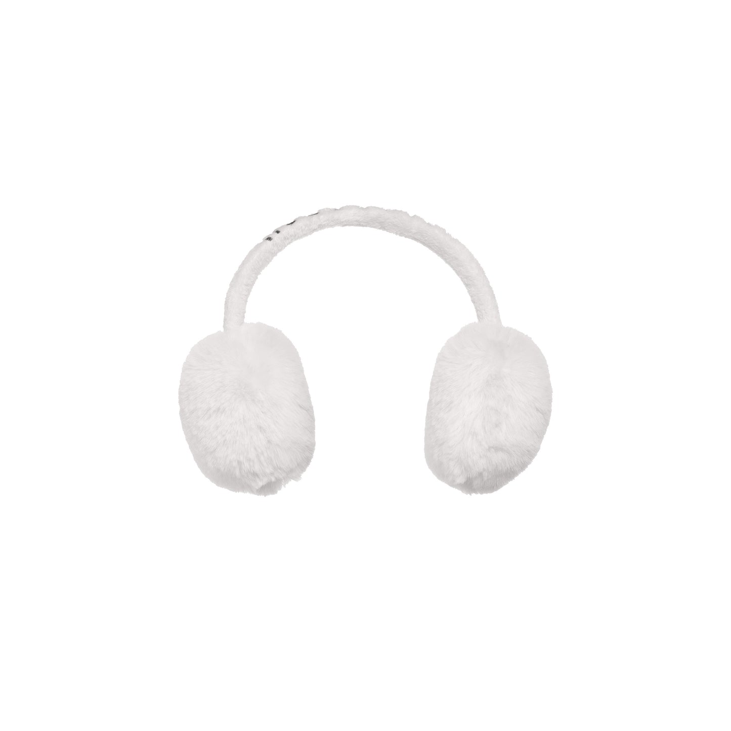 Goldbergh's Fluffy Ear Warmers in cream, isolated on a white background.