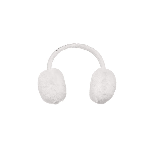 Goldbergh's Fluffy Ear Warmers in cream, isolated on a white background.