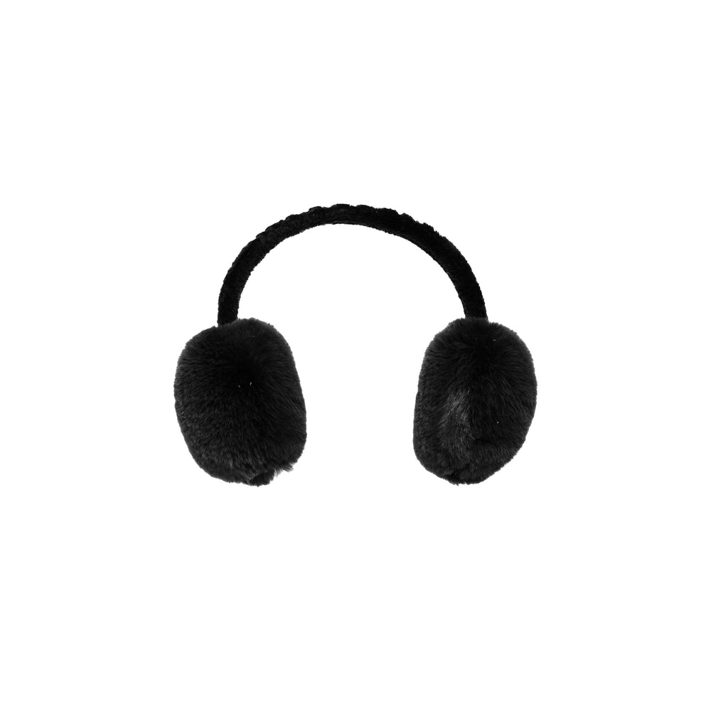 Black "Fluffy Ear Warmers" by Goldbergh set against a white background.