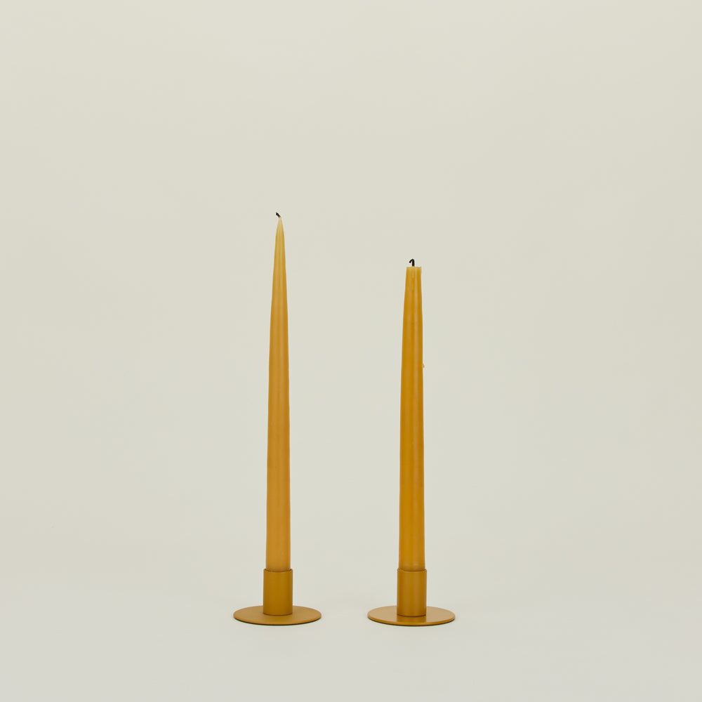 Essential Metal Candle Holder (Set of 2), Mustard