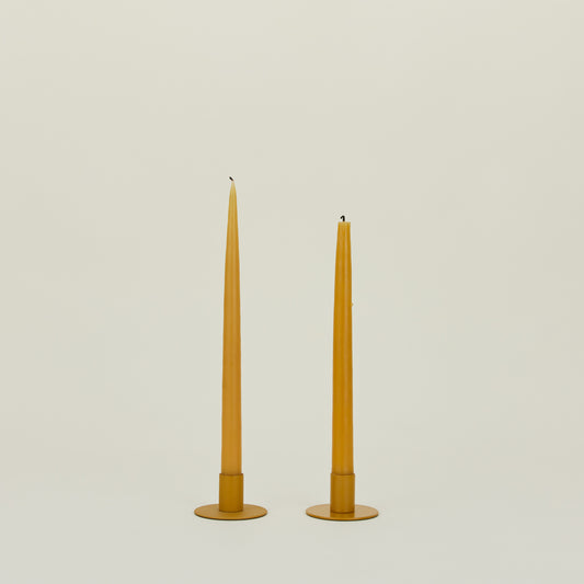 Essential Metal Candle Holder (Set of 2), Mustard