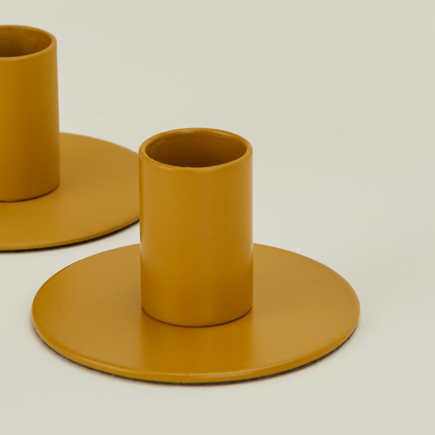 Essential Metal Candle Holder (Set of 2), Mustard