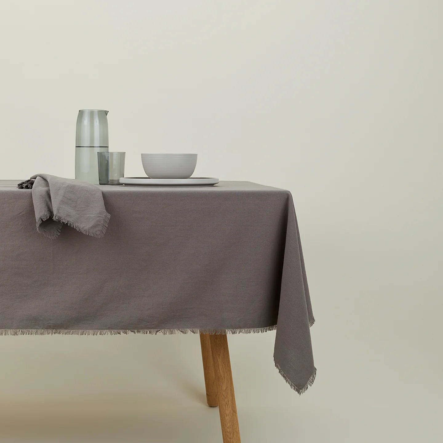 Essential Cotton Tablecloth, Dark Grey