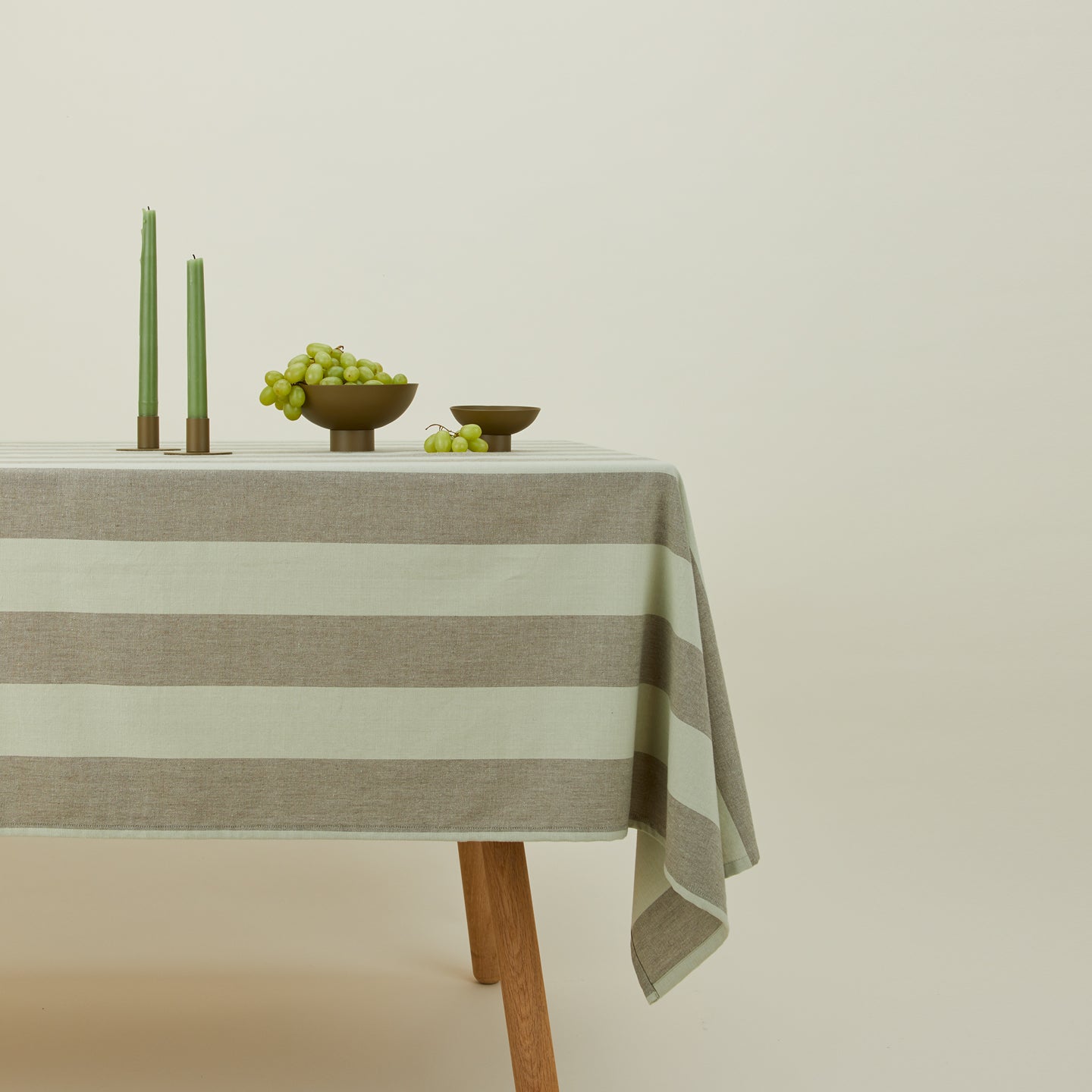 Essential Striped Tablecloth, Olive/Sage