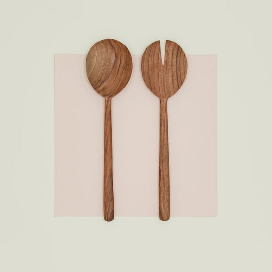 Hand Carved Wood Serving Set