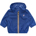 A K-Le Vrai 3.0 Claudine, Blue Royal Marine hooded jacket with a front zipper, featuring an elasticated hem and cuffs. Packable for convenience, it also boasts a small K-Way logo on the left chest.