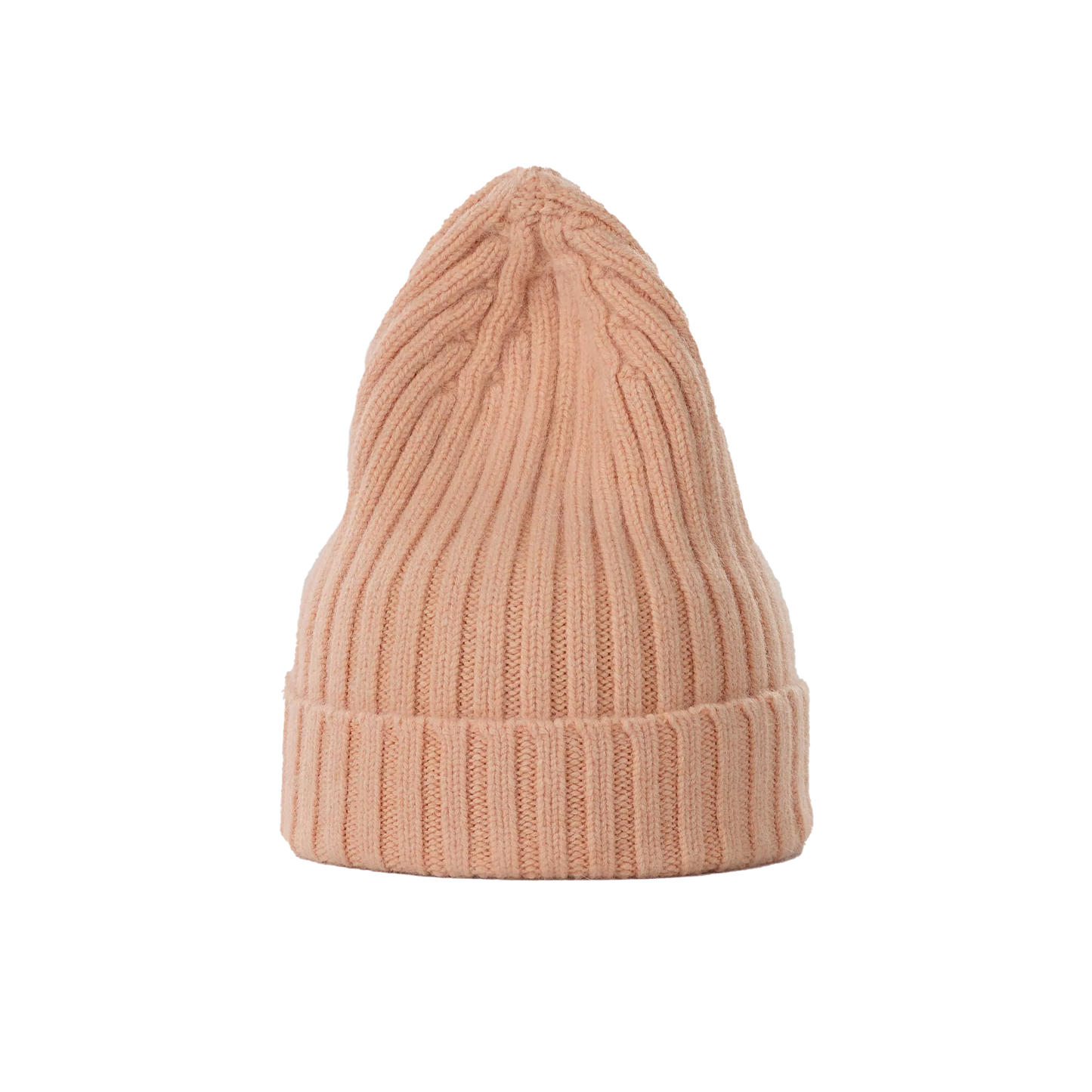 The Large Beanie by Le Bonnet is displayed against a plain backdrop, featuring a chunkier pink knitted design with a ribbed pattern that offers extreme comfort.