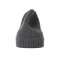 A Large Beanie by Le Bonnet, featuring a grey knit design with a ribbed texture and folded cuff, displayed against a plain background, offering extreme comfort.