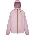 Light pink K-Way Le Vrai 3.0 Claude unisex jacket with a hood and a yellow zipper, displayed against a plain white background.