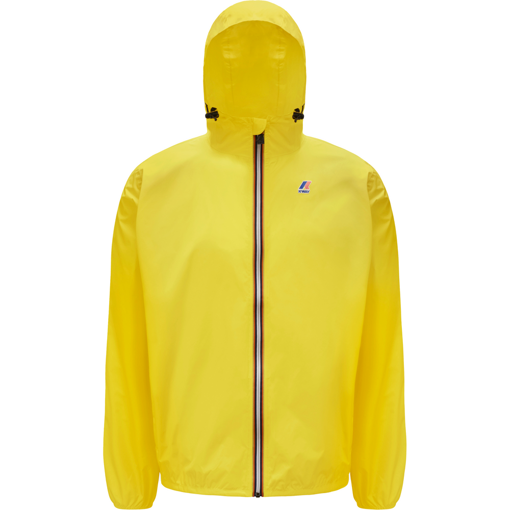 A K-Way Le Vrai 3.0 Claude, Yellow DK with a front zipper and a small, colorful logo on the left chest.