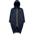 A navy blue, hooded waterproof poncho with a front zipper, featuring two pockets and the logo on the chest. This is the Le Vrai 3.0 Rennes in Blue Depth by K-Way.