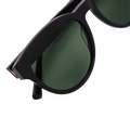 The Messyweekend Rita sunglasses, in Black/Green, feature dark green lenses and a sleek acetate frame with UV400 protection, beautifully set against a white background.