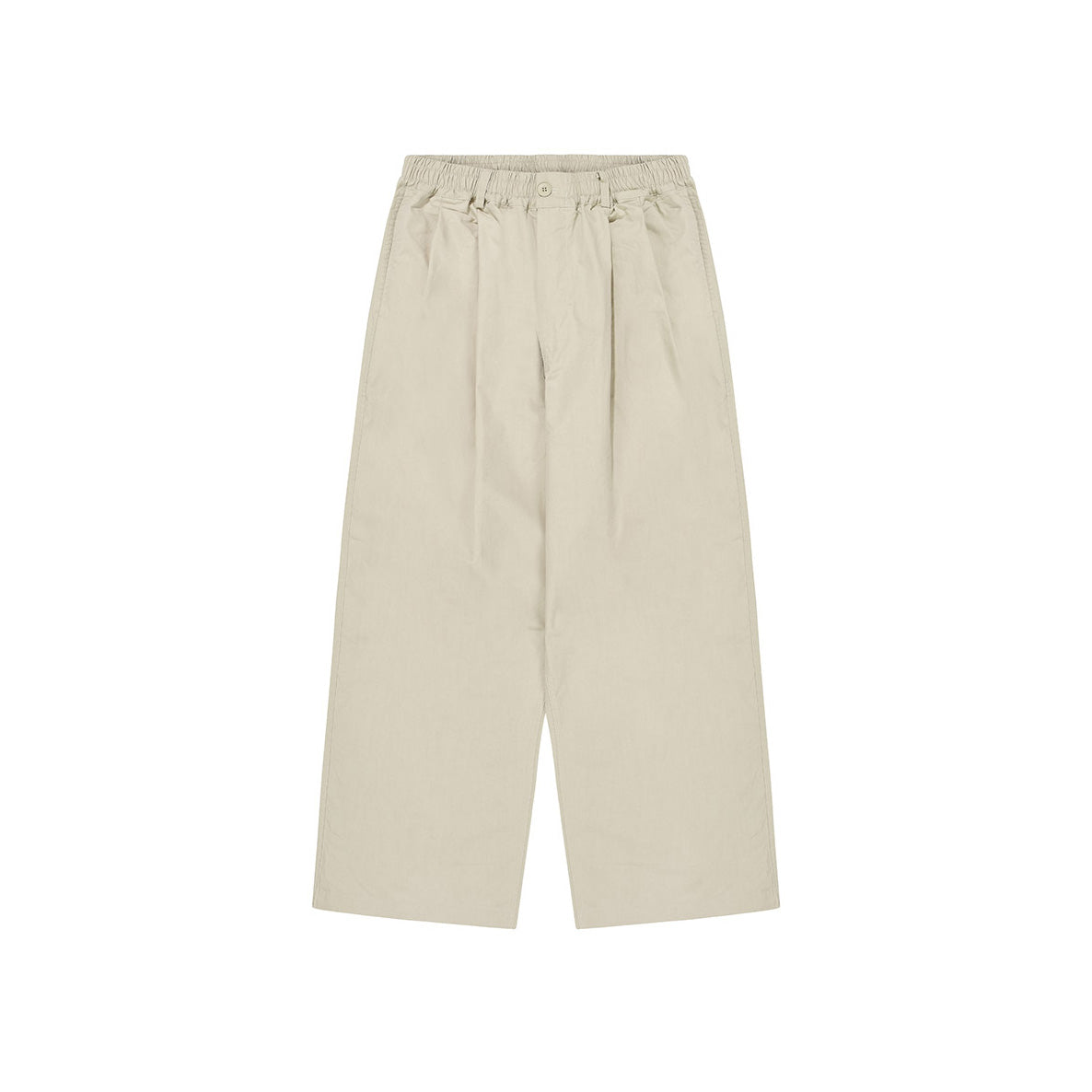 Kappy's Two Tuck Wide Half Pants in khaki feature an elastic waistband, front pleats, and button closure, showcased on a white background.