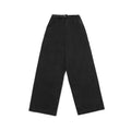 Explore Kappy's Two Tuck Wide Pants, an elegant blend of style and comfort. These unisex black wide-leg pants feature a chic belt and high-waist design, made from soft cotton in one versatile size to suit most wardrobes.