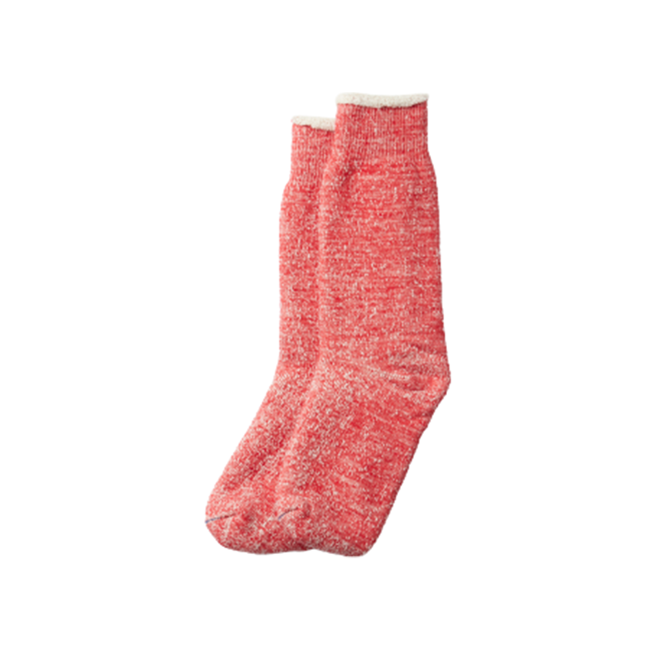 Double Face Crew Socks, Red