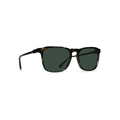 Raen Optics' Wiley sunglasses showcase a retro silhouette with brindle tortoise frames and green polarized lenses, set against a white background. Crafted for lightweight comfort and timeless style.