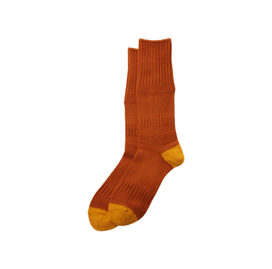 Guernsey Pattern Crew Socks, Brown/Yellow