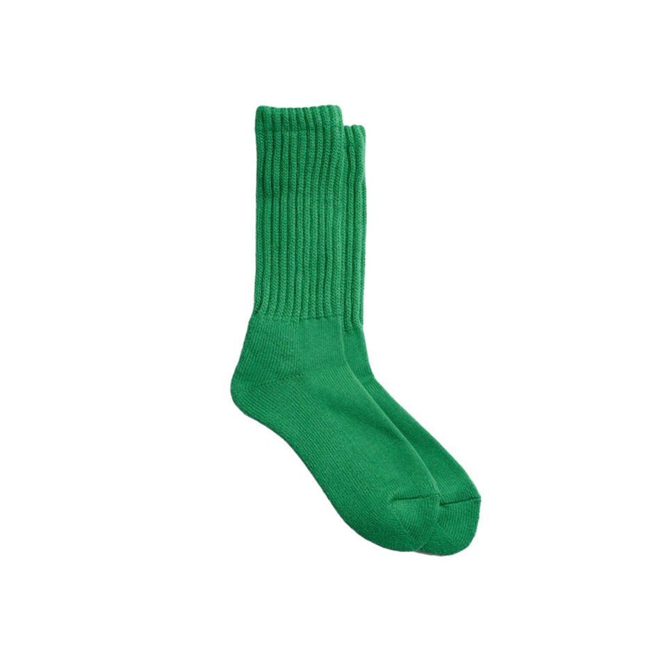 Loose Pile Crew Socks, Green