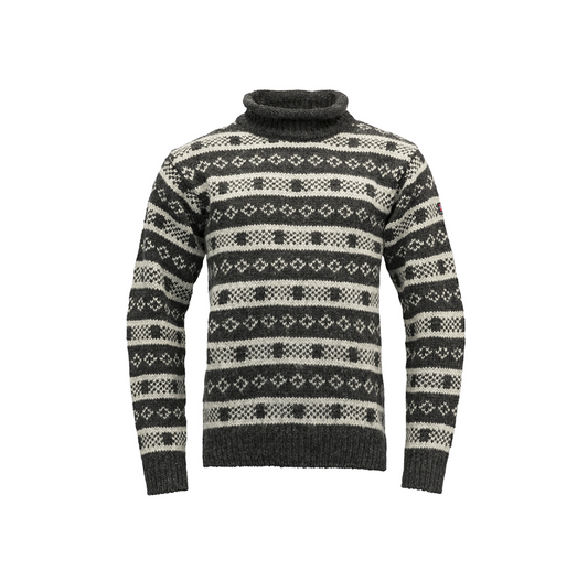 Alnes Roll Neck Sweater, Anthracite/Grey Melange