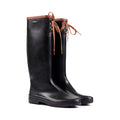 Aigle W Rain Boots W Miss Marion Packable Rubber Boot, Black/Amber