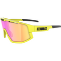 BLIZ U Eyewear Fusion, Neon Yellow Frame, Brown with Purple Multi Lens