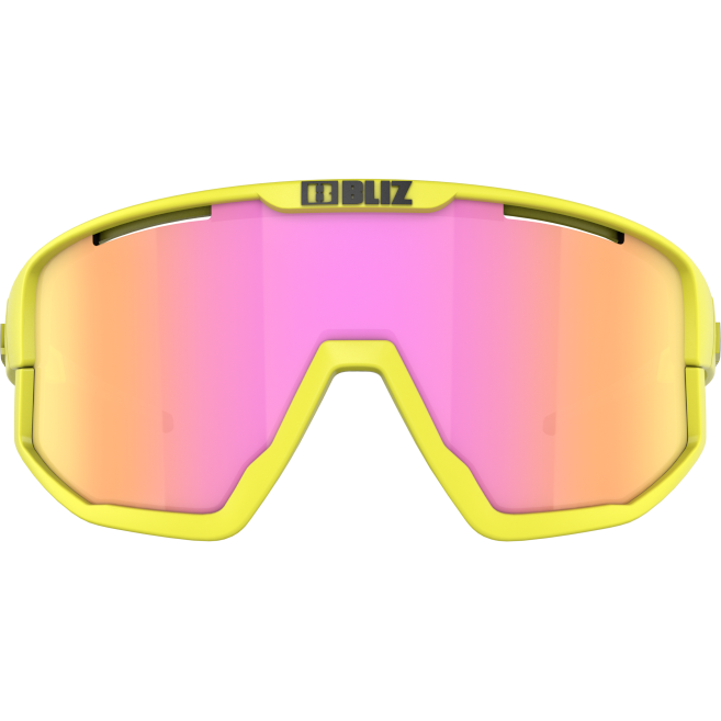 BLIZ U Eyewear Fusion, Neon Yellow Frame, Brown with Purple Multi Lens