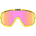 BLIZ U Eyewear Fusion, Neon Yellow Frame, Brown with Purple Multi Lens