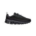 Introducing the Women's Cloudaway 2 by On Running: a black adventure shoe boasting a low-top design with a textured sole and zigzag stitch details on the upper. Its ultra-sticky Missiongrip™ outsole guarantees excellent traction, while the water-repellent finish ensures preparedness for any journey.