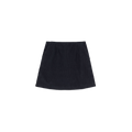 The Aiayu Corduroy Mini Skirt in black organic cotton is elegantly displayed against a plain white background.