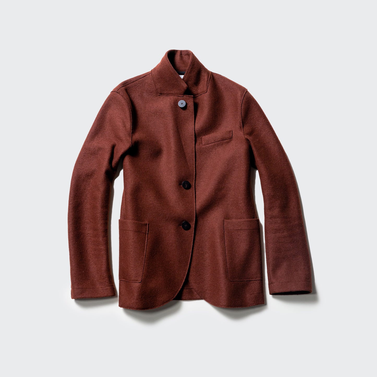 W Stand Up Collar Blazer Lt Wool, Cognac