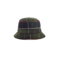 The Heidi Tartan Sports Hat from Barbour features a green plaid design with intersecting red, white, and blue lines on a white background.