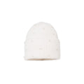 A Hope Beanie in cream by Goldbergh, featuring a folded brim and adorned with small decorative beads.