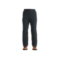 Aether's Launch Pant in black, featuring breathable insulated fabric, paired with brown hiking boots, front view.