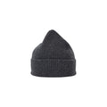 A Le Bonnet Beanie in dark gray lambswool, featuring a ribbed texture and folded brim, displayed against a plain white background.