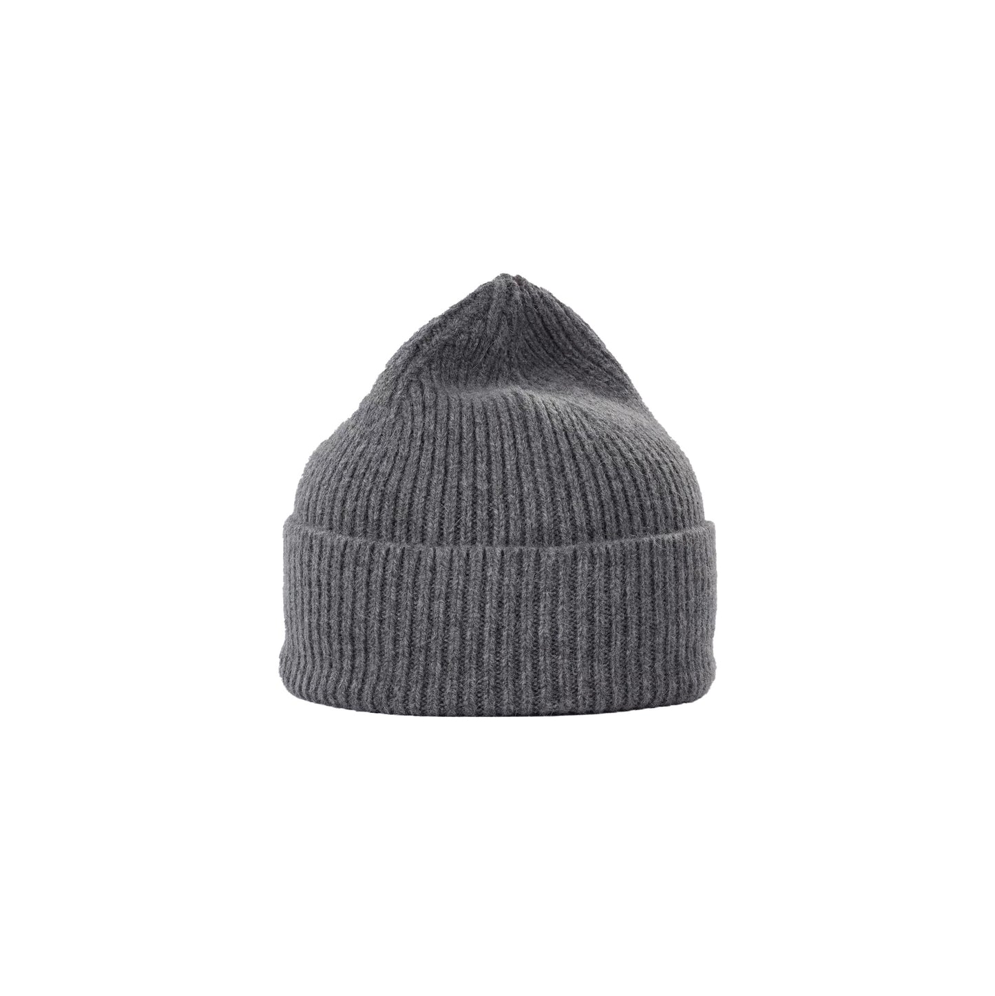 Le Bonnet Beanie made of lambswool with a ribbed design and a folded brim, set against a plain white background.