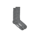 Aiayu's Llama Socks are gray crew socks made from thermoregulating llama wool, featuring "aläku" in white on the soles. Designed for comfort and style, they're perfectly unisex.