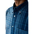 Original Madras Trading Co. M Button Down Shirt Contrasting Collar LS Button Down, Multi Blue Plaid