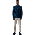 Original Madras Trading Co. M Long Sleeve T-Shirts Band Collar LS Popover Shirt, Blue Stripe