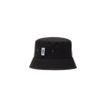 The Pelting Bucket Hat by Mackintosh is a black bucket hat made from dry wax cotton, featuring a small white rectangular label with a graphic symbol on the front. It offers both style and water-repellent functionality.