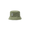 The Pelting Bucket Hat by Mackintosh is crafted from green water-repellent Dry Wax Cotton. It has a small black and white label on the front and features two ventilation eyelets on each side for breathability.