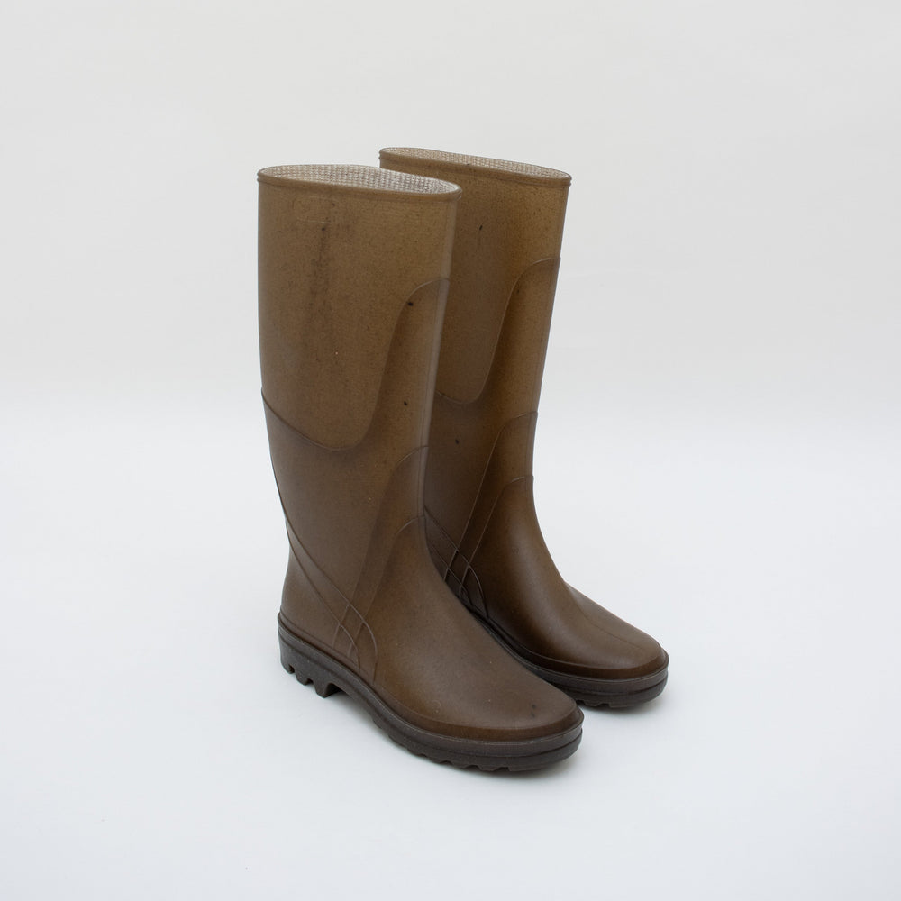 A pair of Double Ecru Horsana rubber boots by Plasticana with a textured sole, placed side by side on a plain white background.