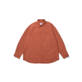 Rust-colored Relaxed Cotton Shirt by Kappy, featuring long sleeves, a button-up design with a collar, and a patch pocket, made from soft cotton and laid flat on a white background.