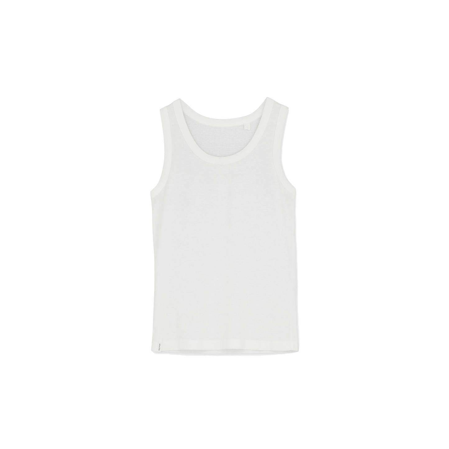 Experience the elegant simplicity of Aiayu's Rib Tank, a slim-fit design crafted from organic cotton for a sustainable touch. This sleeveless piece stands out against a plain black background, highlighting its timeless style.