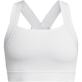 The Rohnisch Kay Sports Bra showcases moisture-wicking fabric made from recycled polyester, enhanced with thick cross-back straps featuring raised text and a wide elastic band at the bottom.